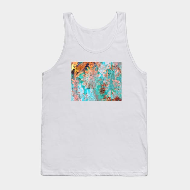 Blue Textured Floral Pattern Tank Top by xenapulliam